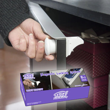 Hidden Magnetic Cabinet Safety Locks (8-Pack) – No-Drill Baby Proofing Latches for Cabinets & Drawers, Childproof Invisible Locks for Kitchen, Bathroom & Furniture